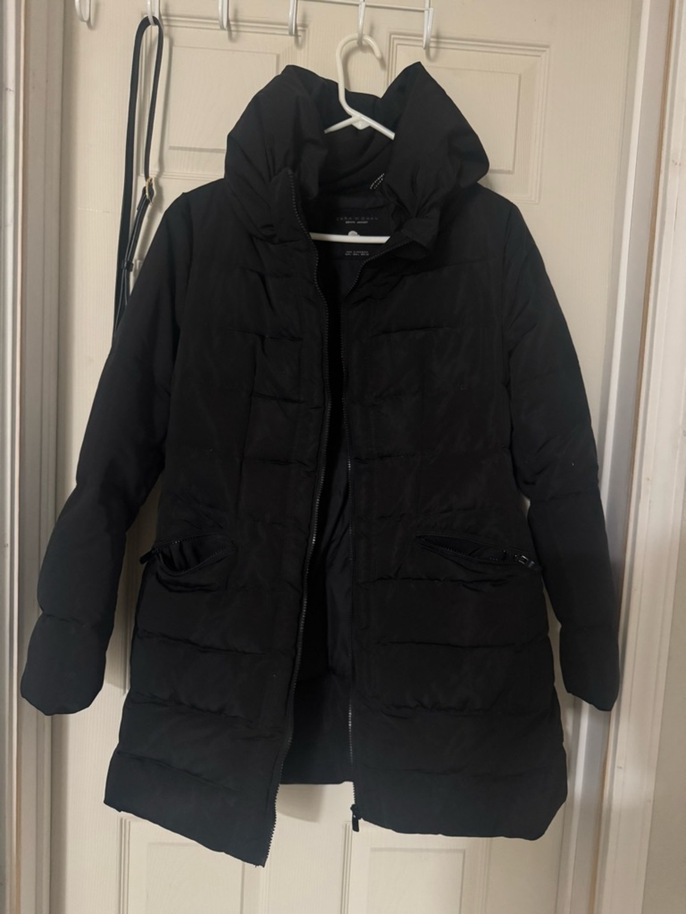 Black Hooded Puffer Coat -